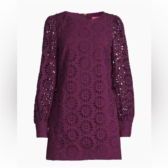 LILLY PULITZER | Aisha Cherry Ganache Purple Eyelet Lace Romper Women’s Size 4 - Picture 13 of 15